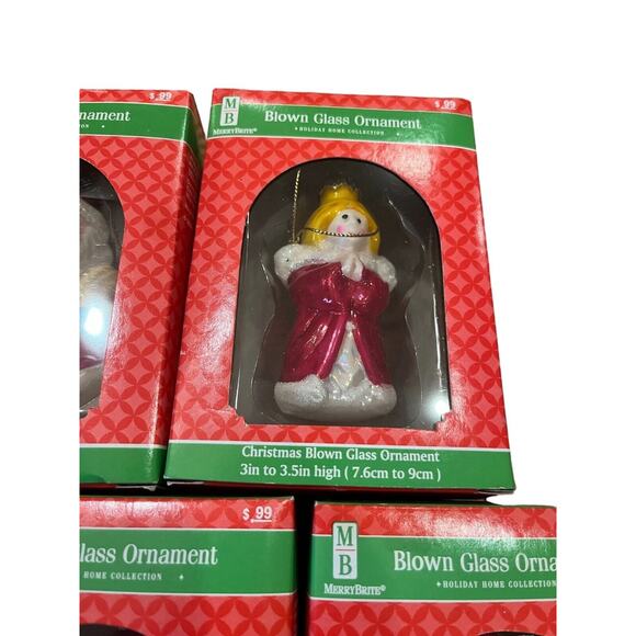 Lot of 6 Boxes Merry Brite Blown Glass Christmas Ornaments CVS 2004 Santa, Angel - Picture 2 of 6